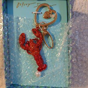 Betsey Johnson Crystal Lobster Bag Charm / Key Fob Red NIB